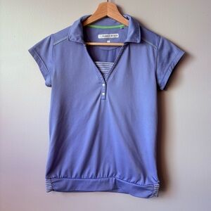 Pebble Beach Performance Golf Top Periwinkle blue Striped Trim size small